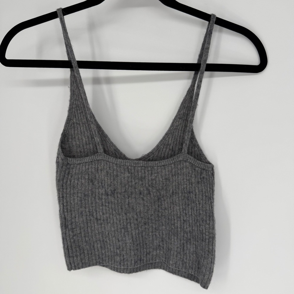 RUMERED RIBBED CROP TANK TOP GREY WOOL BLEND XS CASUAL QUIET LUXURY MINIMALIST - Picture 4 of 6